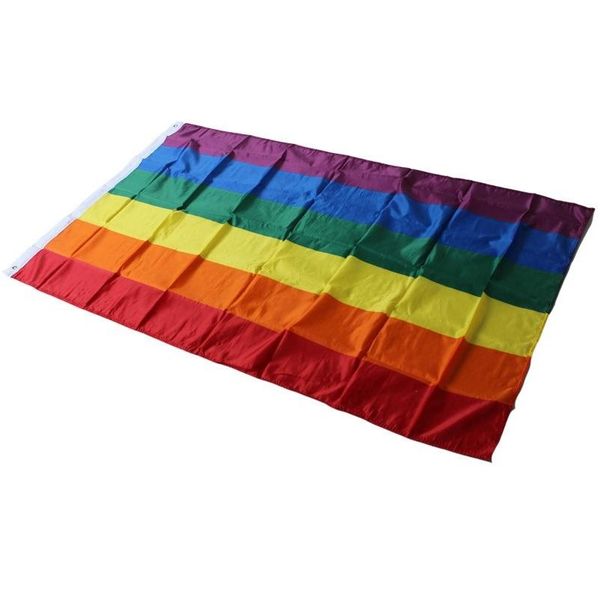 90x150cm Gökkuşağı Bayrağı Dikdörtgen Renkli Kumaş Bayraklar Stripes Banner Hafif Square Park Parti Kutlama alet Yeni Geliş 5yn G2