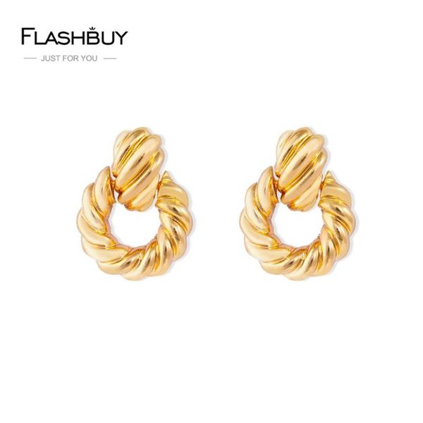 

flashbuy metal drop earrings for women fashion geometric statement earings party jewelry gift, Silver