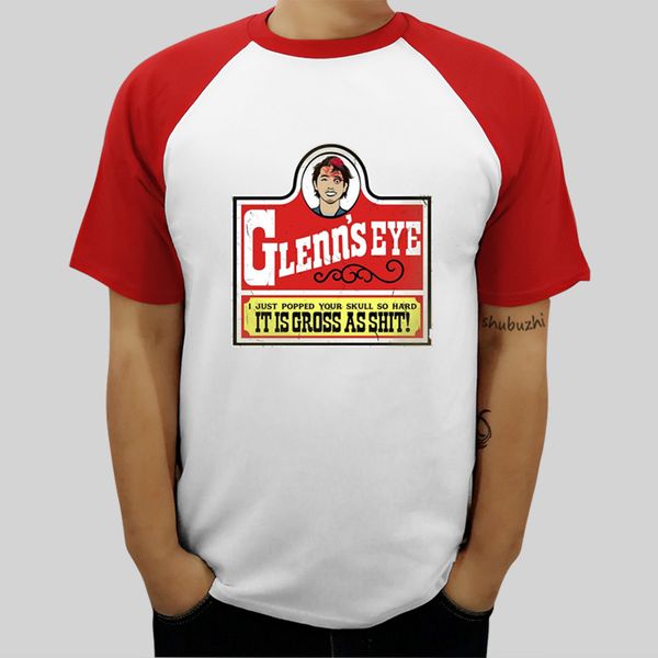 

mens raglan sleeve t-shirt summer fashion o-neck tshirt man cotton walking dead glenns eye men's t-shirt