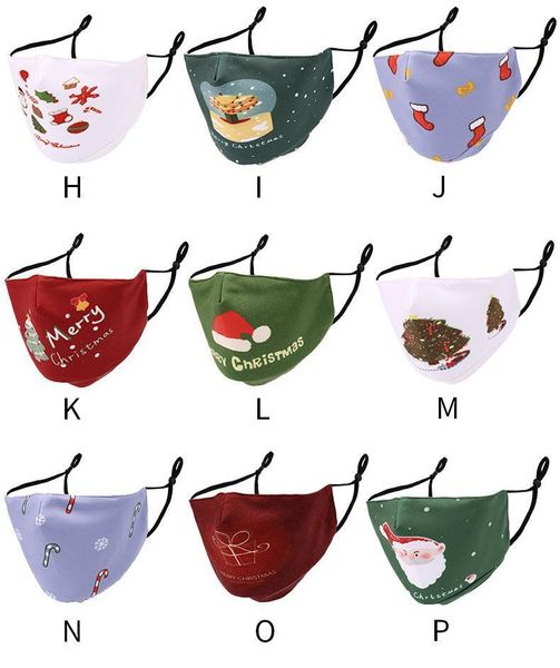 

16 стили мультфильм рождественские маски для взрослых xmas партии маски против пыли рот обложка многоразовый моющийся дизайнерские маски fy4, Black