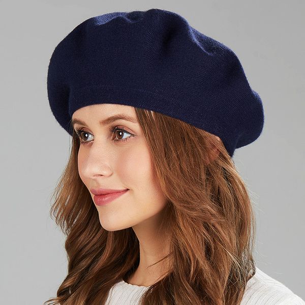 

berets women beret hat for winter female knitted cotton wool hats cap spring autumn brand women's caps, Blue;gray