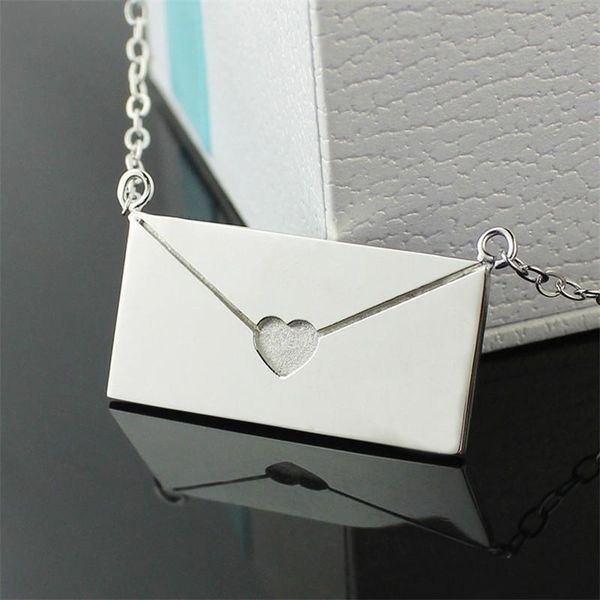 

custom jewelry envelope s925 silver necklace neckless lady necklace engrave words silver women men memorial gift