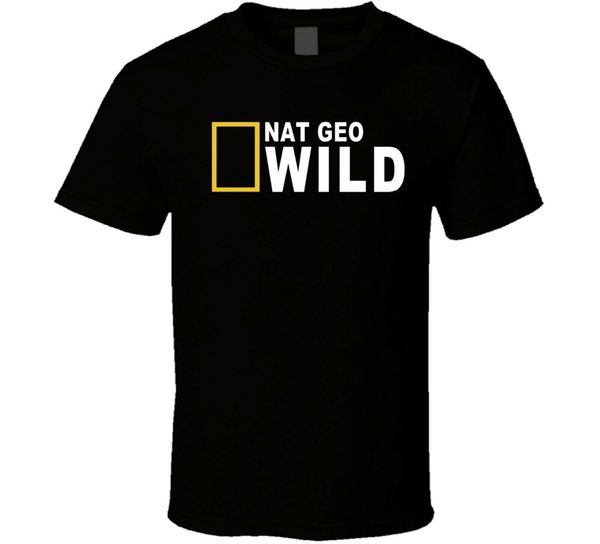 

national geographic wild logo s m l xl black cotton t-shirt sportswear tee shirt