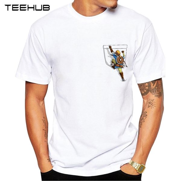 

teehub men's new fashion climbing pocket design short sleeve t-shirt cool printed hipster tee shirts