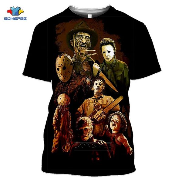 

horror friends pennywise michael myers jason halloween summer men 3d print shirts anime plus size kawaii men clothing