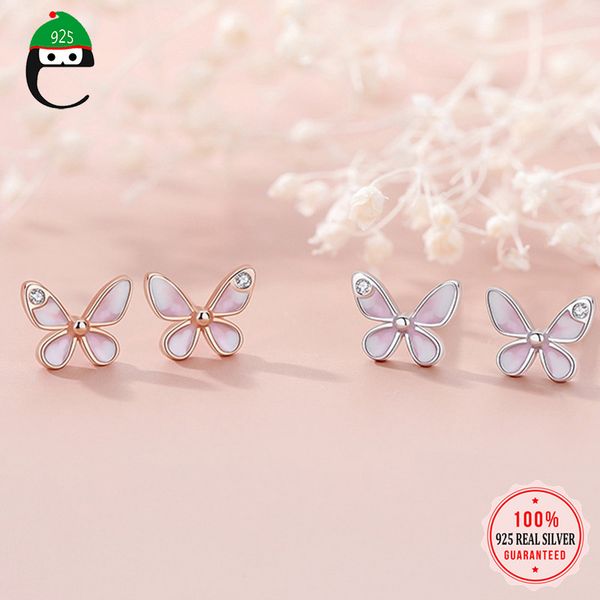 

stud elfoplatasi fashion 925 sterling silver glaze insect butterfly zircon earrings for women wedding christmas jewelry da1242, Golden;silver