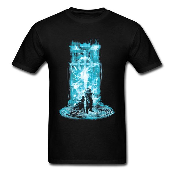

японский аниме fullmetal alchemist tshirt мужчины эдвард альфонс машина arm comic смешные футболки мальчик хорошее качество одежды