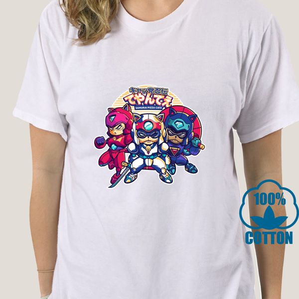 

3728a stylish samurai pizza cat t shirt classic ninja cat cartoon t-shirt