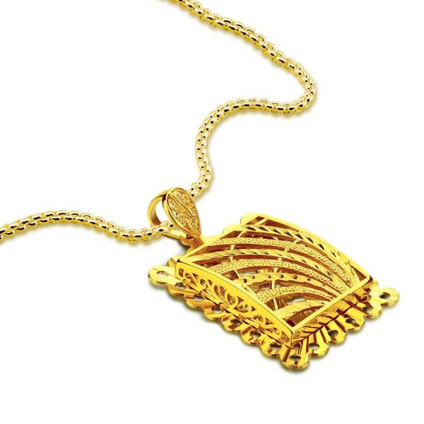 

surface real 24k gold necklace man women suitable geometric pendant necklace luxury jewelry birthday party accessories boxchains, Silver
