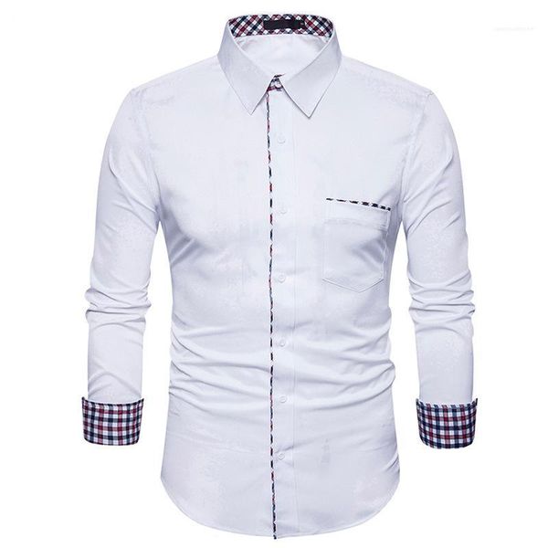 

male tshirts plaid single breasted casual homme spring mens piping solid shirts lapel neck long sleeve, White;black