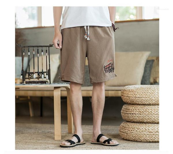 

pants men designer short pants casual solid color short pants men fashion embroidery pocket knee length, Black