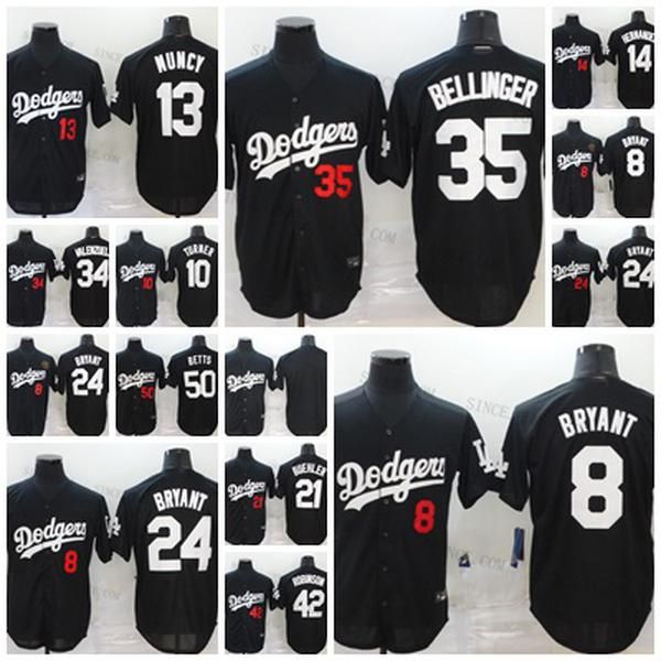 

dodger# 50 mookie betts 35 cody bellinger justin turner max muncy 22 clayton kershaw enrique hernandez nk fashion black baseball jersey, Blue;black
