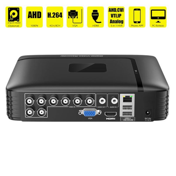 

4channel 8channel cctv ahd dvr ahd-n hybrid dvr / 1080p nvr4in1 видеорегистратор для ahd камера ip-камера аналоговый ahd / n dvr, Black;white