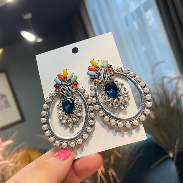 

ztech oval metal with imitation pearl bohemia resin beads trendy style statement jewelry fashion accessories drop shipping, Silver