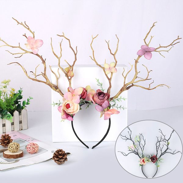

мода женщины antler deer horn цветок hairband cute волос обруч cosplay партии аксессуары для волос, Golden;silver