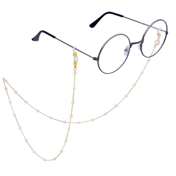 

fashion simple pearl glasses chain hanging neck anti-drop glasses rope accessories, Silver