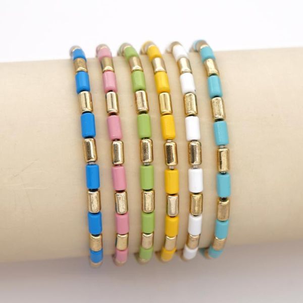 

shinus bracelet for women mujer enamel tile bracelets gold color tube beaded boho vsco girl acessorios jewelry gifts armband, Golden;silver