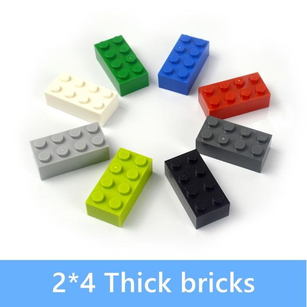 

50pcs 24 dots thick bricks multiple color educational creative diy bulk set building blocks compatible all brands classic parts yxlrgb