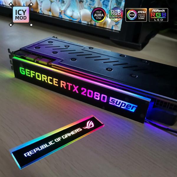 

rgb gpu side panel customizable a-rgb vga decoration video card cover customize 5v3pin/12v4pin aura cooler custom lighting board
