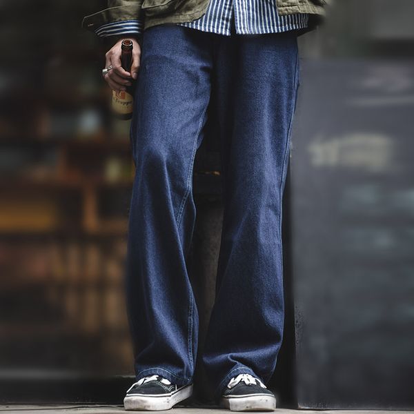 

men's jeans for men japanese retro all-match loose-fitting old pants loose straight-leg vintage cargo, Blue
