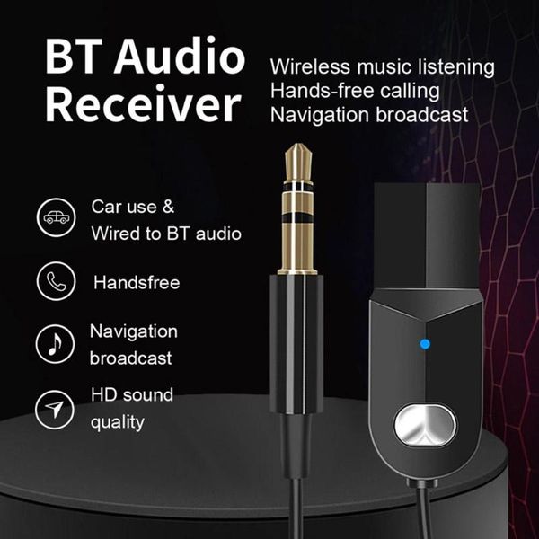 

универсальный автомобильная bluetooth-передатчик bluetooth 5,0 переходник с 3,5 мм аудио разъема wireless music handsfree car наушники прием