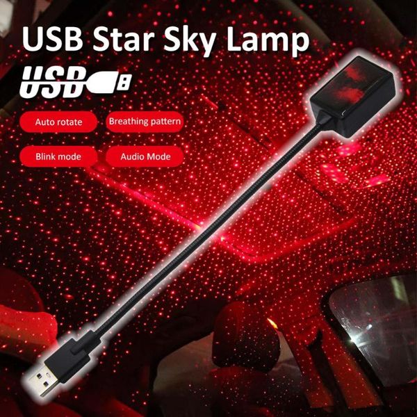

12v usb interior car atmosphere lights automobiles projector decorative armrest box romantic starry sky light dj red star lights