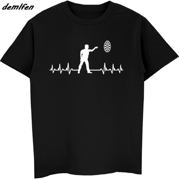 

men o-neck tees it's in my heartbeat darts t shirt heart beat darts player tshirt funny shirt tees harajuku streetwear