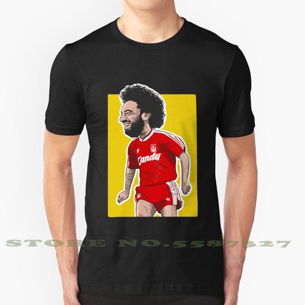 

retro mo salah black white tshirt for men women football salah mohamed egypt soccer