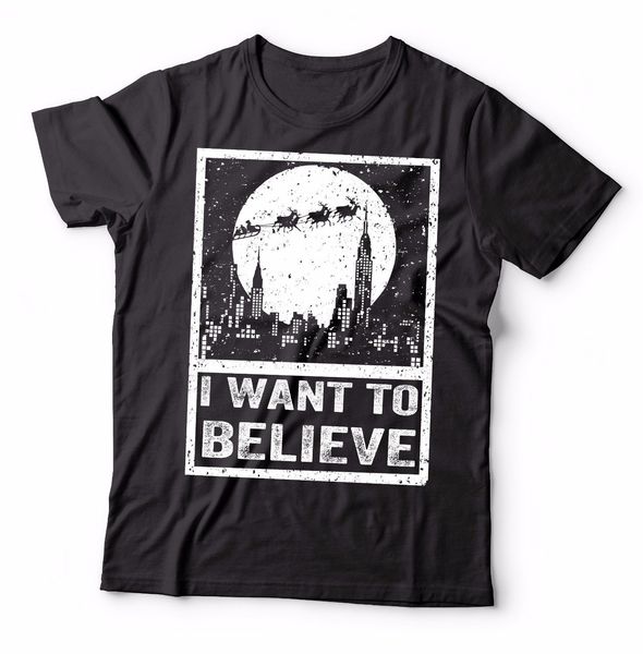

2019 i want to believe christmas t-shirt believe in santa cool xmas party shirt