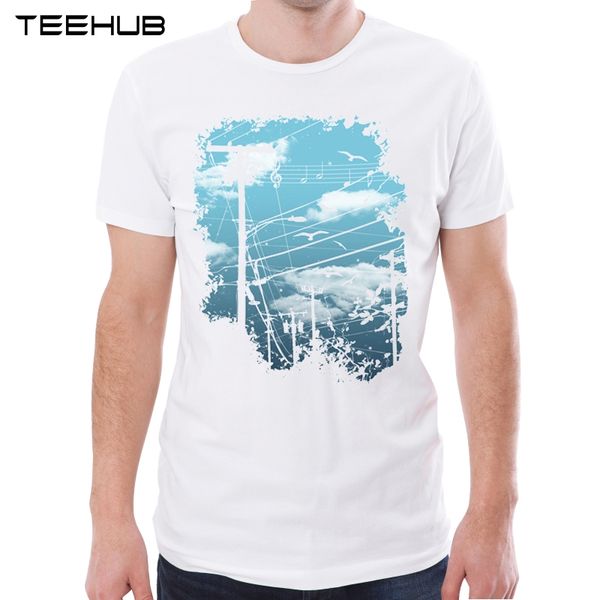 

teehub 2019 new arrivals men's fashion electric music city printed short sleeve t-shirt male cool casual o-neck soft tee