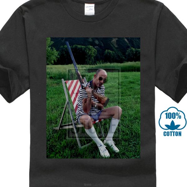 

hunter s thompson mens short sleeve t shirt size s 3xl gun gonzo fear loathing las vegas white 016409