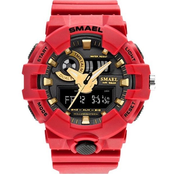 

Mayforest Men Watches Red Style New Sport Watch Smael Brand Quartz 50Meters Waterproof Relogio Masculino Erkek Saat Men Gift Hot Clock1642, Slivery;brown