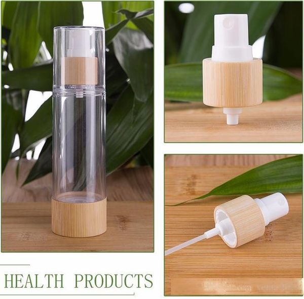 

new bamboo cosmetic packaging bottle 20ml 30ml 50ml 80ml 100ml empty airless vacuum pump bottles for makeup cream serum lotion skin care