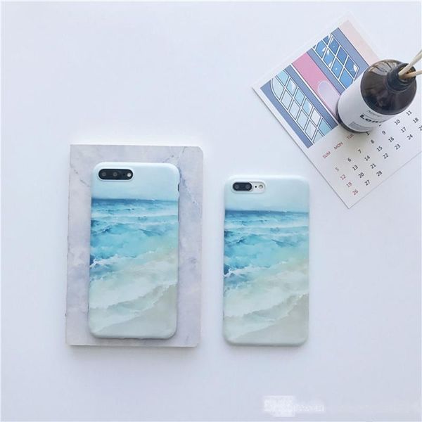 

imd blue sea painted case for iphone x 8 7 6 6s plus ocean waves beach soft tpu case for iphone 6plus back cover