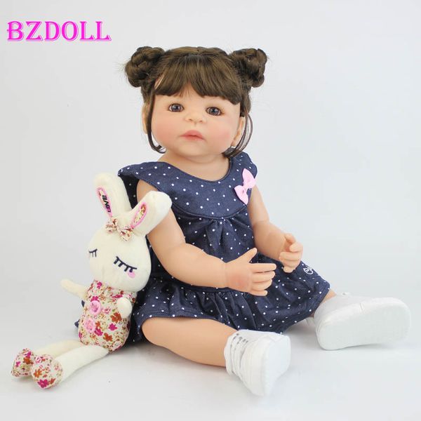 

55cm full silicone vinyl body reborn girl lifelike baby doll newborn princess toddler toy bonecas waterproof birthday gift y200413