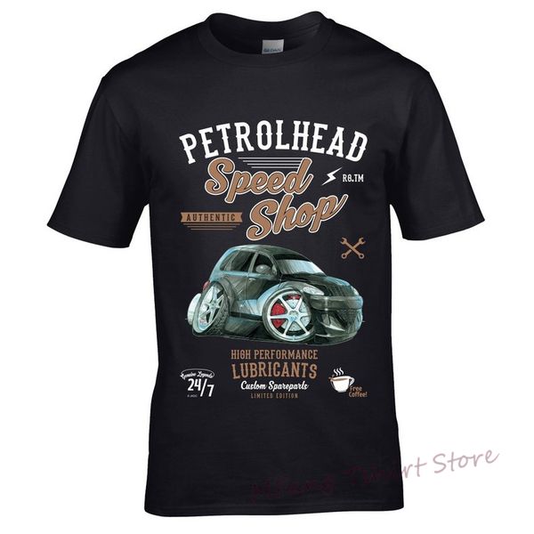 

koolart petrolhead speed ​​shop motif и лицензированный ретро черный американский pt cruiser подарок изображение мужчины черный футболки топ