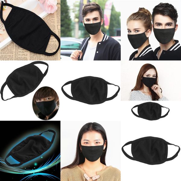 

masks reusable washable cotton face anti dust protective face cover plain black white1