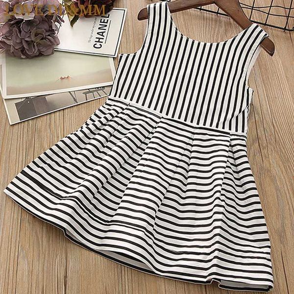 

love dd&mm girls dresses 2020 new children's clothing girls fashion striped side zipper tank dress simple comfortable clothes, Red;yellow