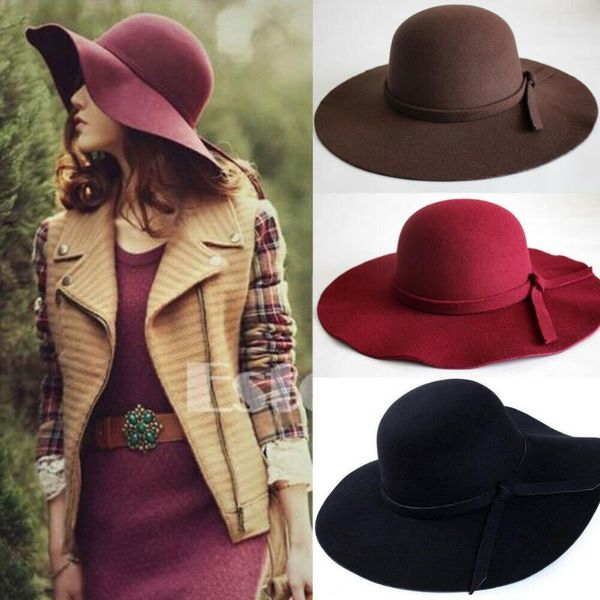 

women hat cap woman classic retro jazz warm ladies fedora bucket cotton sweet caps wide brim sun hat 2020 trendy vintage, Blue;gray