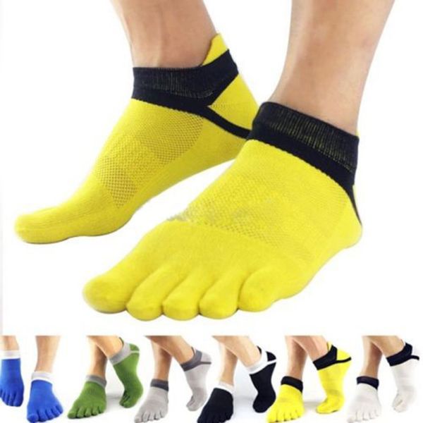 

men's socks men boys cotton finger breathable five toe pure color sock, Black
