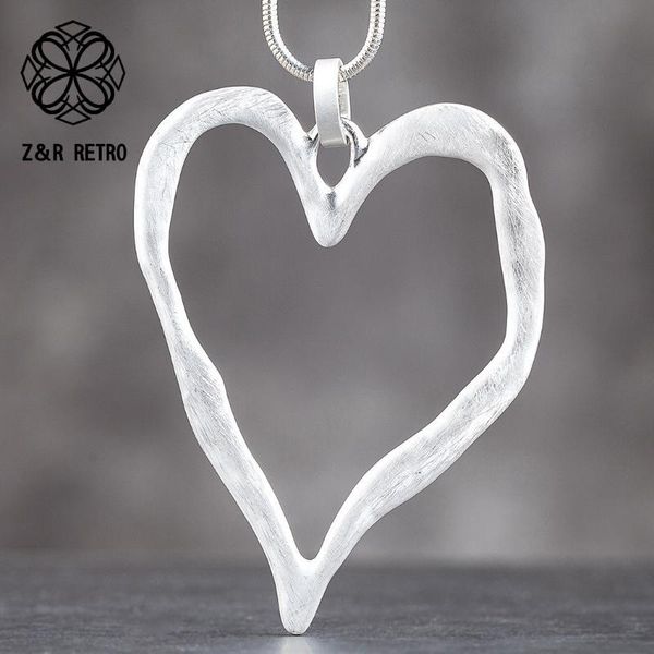 

pendant necklaces trendy jewelry for women chunky big heart love & pendants long chain chokers jewellery suspension 2021 sale, Silver