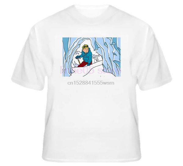 

tintin and snowy cartoon comic t shirt brand cotton men clothing male slim fit t shirt fashion new tees t shirts tee