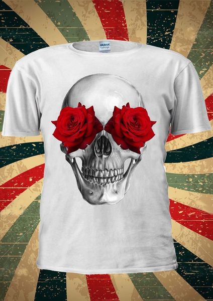 

red roses and skull summer festival tumblr fashion t shirt men women 1752