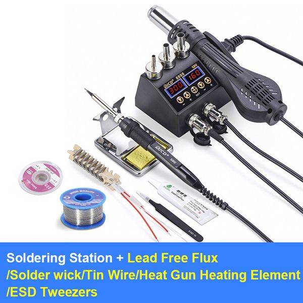 

jcd 2 in 1 750w air gun lcd digital display welding rework station for cell-phone bga smd pcb ic repair solder iron hairdry