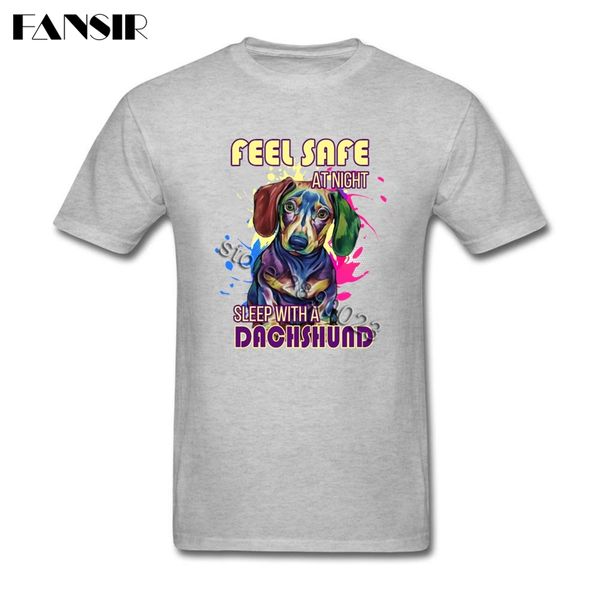 

2020 feel safe with dachshund dog tshirt men custom cotton short sleeve men t-shirt brand clothing plus size