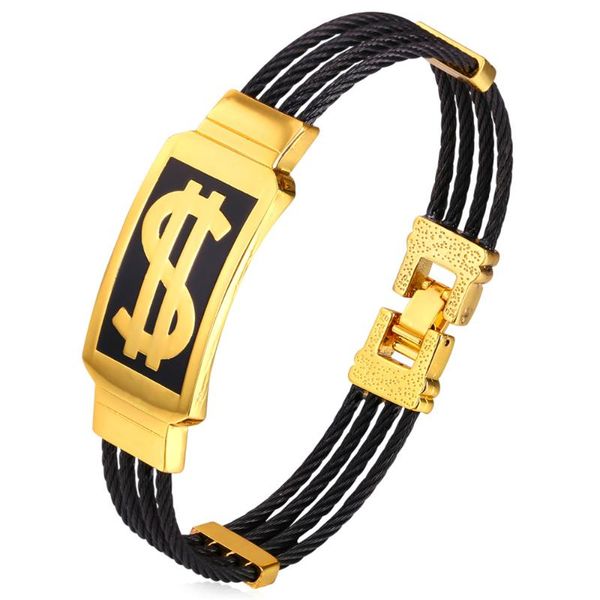 

collare dollar sign bangles men gift 316l stainless steel usa jewelry gold color american style bracelets & bangles h039, Black