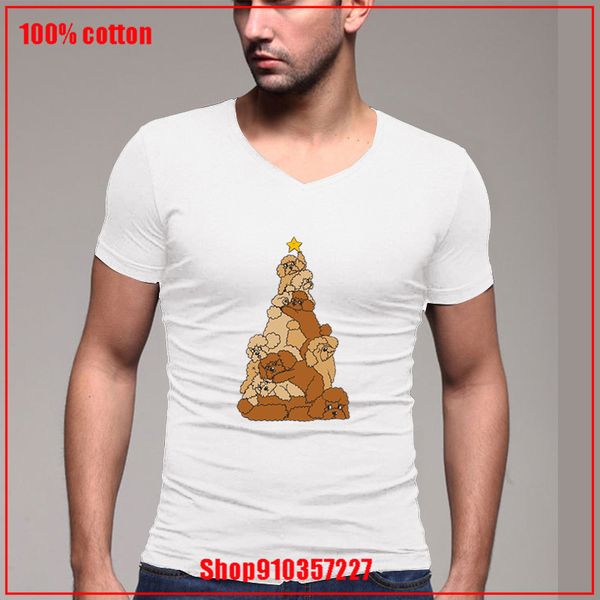 

christmas tree poodle v-neck t shirt tee cool letter print camiseta 100% cotton street style eu size fashion