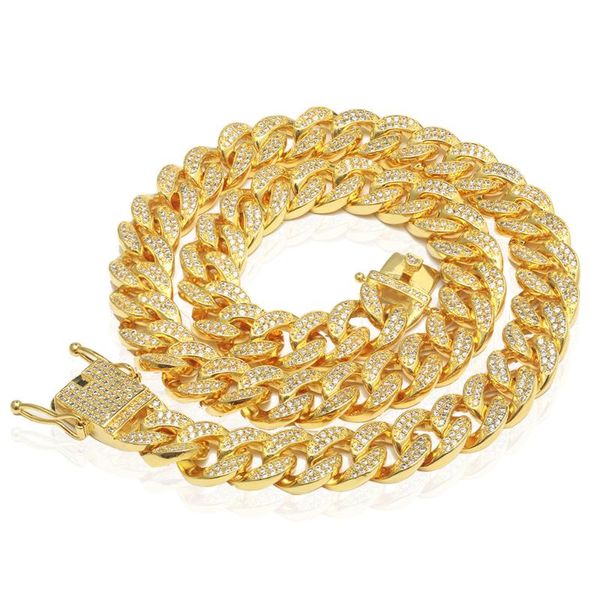 

hip hop 12mm iced out men choker necklace gold silver color cubic zircon bling bling miami cuban link chains necklace jewelry, Black