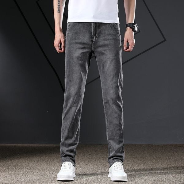 

spring new slim fit gray and jeans men's fashion men's jeans straight pants 320 davuq, Blue
