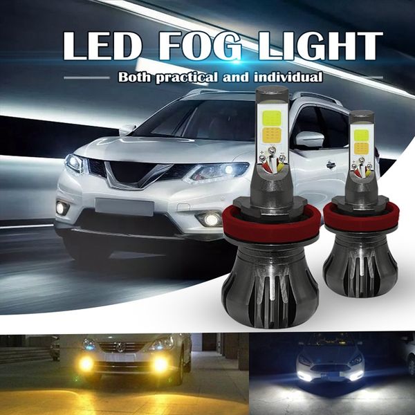 

dual color 6000k white 3000k yellow h8/h9/h11 car led fog light for car truck suv